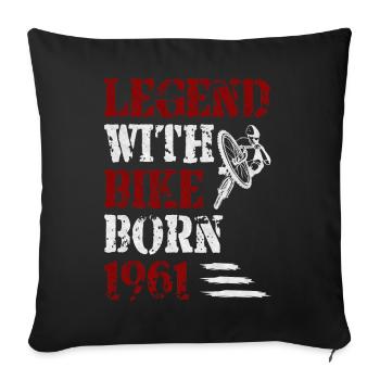 1961 Légende née Avec vélo VTT - Housse de coussin décorative 45 x 45 cm - noir - Devant