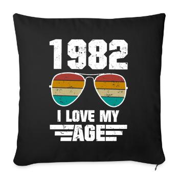 Anniversaire Lunettes Rétro 1982 Born Cadeau - Housse de coussin décorative 45 x 45 cm - noir - Devant