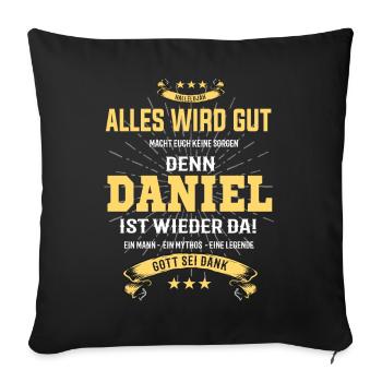 Daniel, tout ira bien T-shirt - Housse de coussin décorative 45 x 45 cm - noir - Devant