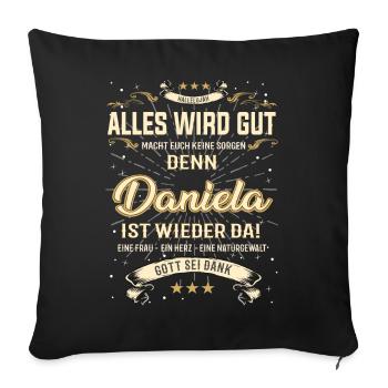 Daniela T-Shirt, Alles wird gut! - Sofakissenbezug 45 x 45 cm - Schwarz - Vorne