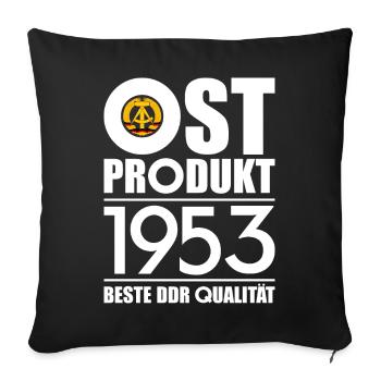 OSTPRODUKT 1953 DDR OSSI 73. GEBURTSTAG - Sofakissenbezug 45 x 45 cm - Schwarz - Vorne