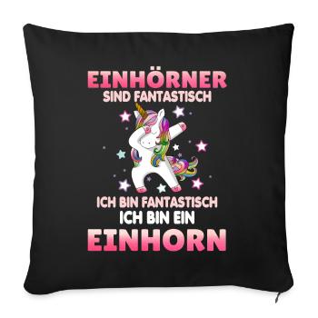 Einhörner sind Fantastisch - Sofakissenbezug 45 x 45 cm - Schwarz - Vorne