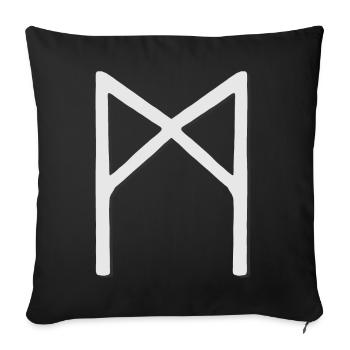 Futhark Runic Alphabet Mannaz - Sofa pillowcase 17,3'' x 17,3'' (45 x 45 cm) - black - Front
