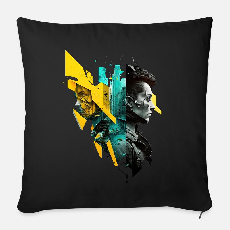 cyber punk No103 - Sofakissenbezug 45 x 45 cm - Schwarz