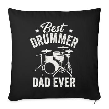 Meilleur batteur papa de tous les temps fête des pères - Housse de coussin décorative 45 x 45 cm - noir - Devant