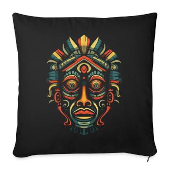 Tiki Kultur Maori Maske für einen Tkik Fans - Sofakissenbezug 45 x 45 cm - Schwarz - Vorne