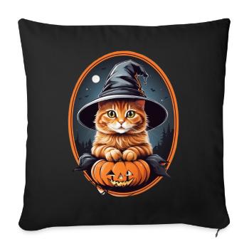 Chat d’Halloween - Housse de coussin décorative 45 x 45 cm - noir - Devant