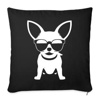 Chihuahua drôle portant des lunettes de soleil Chihuahuas - Housse de coussin décorative 45 x 45 cm - noir - Devant