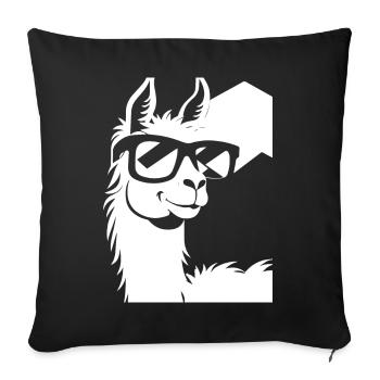 Lustiges Alpaka mit Sonnenbrille Coole Alpakas - Sofakissenbezug 45 x 45 cm - Schwarz - Vorne