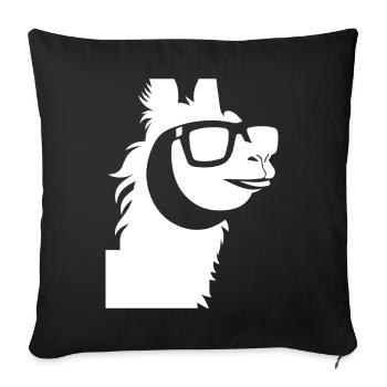 Lama drôle portant des lunettes de soleil Lamas cool - Housse de coussin décorative 45 x 45 cm - noir - Devant