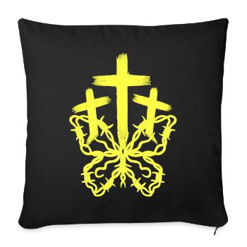 Crosses, Cross, Butterfly, Reincarnation, Jesus - Sofa pillowcase 17,3'' x 17,3'' (45 x 45 cm) - black - Front