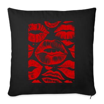 Audacieux rouge à lèvres rouge motif élégant Art sensuel rouge à lèvres - Housse de coussin décorative 45 x 45 cm - noir - Devant