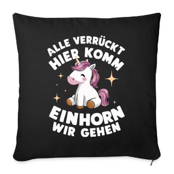 Einhorn Einhörner Fabelwesen Mystisch - Sofakissenbezug 45 x 45 cm - Schwarz - Vorne