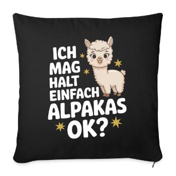 Alpaca llama alpacas animal - Sofa pillowcase 17,3'' x 17,3'' (45 x 45 cm) - black - Front