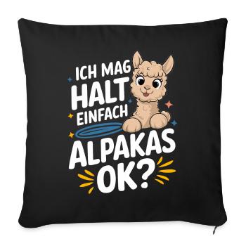 Alpaca llama alpacas animal - Sofa pillowcase 17,3'' x 17,3'' (45 x 45 cm) - black - Front