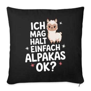 Alpaca llama alpacas animal - Sofa pillowcase 17,3'' x 17,3'' (45 x 45 cm) - black - Front