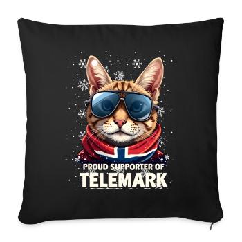 Norway Cat Telemark Ski Fun Support Skiing Katze - Sofa pillowcase 17,3'' x 17,3'' (45 x 45 cm) - black - Front
