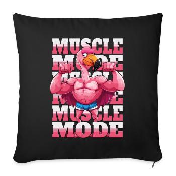 Flamingo Muskeln Fitness Bodybuilding Muscle Mode - Sofakissenbezug 45 x 45 cm - Schwarz - Vorne