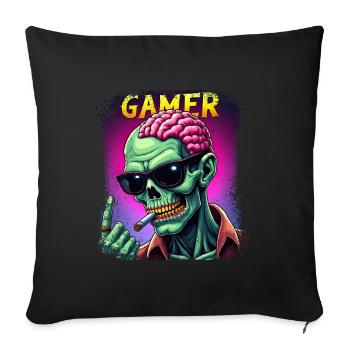 Zombie Gamer mit Sonnenbrille und Style - Sofakissenbezug 45 x 45 cm - Schwarz - Vorne