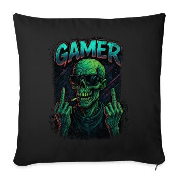 Zombie Gamer – Lustiges Gaming Design - Sofakissenbezug 45 x 45 cm - Schwarz - Vorne