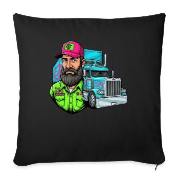 Tough road, cool guy: Your trucker design! - Sofa pillowcase 17,3'' x 17,3'' (45 x 45 cm) - black - Front