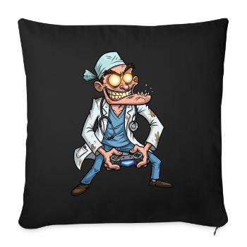 Mad Doctor Gamer | Gambles day & night - Sofa pillowcase 17,3'' x 17,3'' (45 x 45 cm) - black - Front