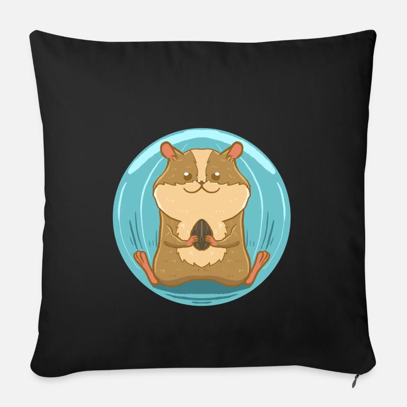 Hamster mit Nuss - Sofakissenbezug 45 x 45 cm - Schwarz