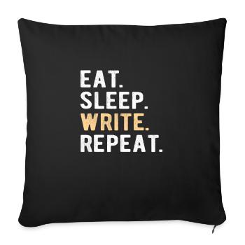 Writing/Writer : eat,sleep,write,repeat - Sofakissenbezug 45 x 45 cm - Schwarz - Vorne