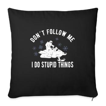 SNOWMOBILING:/ SNOWMOBILE don´t follow me - Housse de coussin décorative 45 x 45 cm - noir - Devant