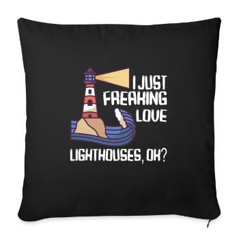 Lighthouse Seaside Nautical I just love lighthouse - Sofa pillowcase 17,3'' x 17,3'' (45 x 45 cm) - black - Front