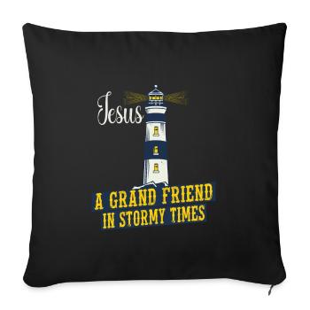 Christianity Jesus Lighthouse Jésus a grand ami - Housse de coussin décorative 45 x 45 cm - noir - Devant