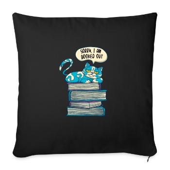 FUNNY CATS READING BOOK READER LITERATURE WRITING - Sofa pillowcase 17,3'' x 17,3'' (45 x 45 cm) - black - Front