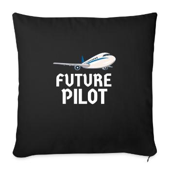 Pilote Aviation Avion Ligne Futurs Pilotes - Housse de coussin décorative 45 x 45 cm - noir - Devant