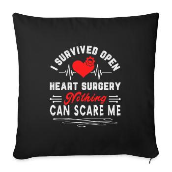 Open Heart Surgery Heart Surgery Survivor Gift - Sofa pillowcase 17,3'' x 17,3'' (45 x 45 cm) - black - Front