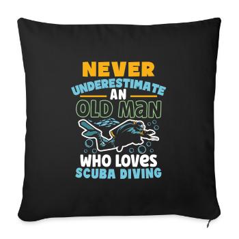 Plongée sous-marine Scuba Diver Marine Océan Apnée - Housse de coussin décorative 45 x 45 cm - noir - Devant
