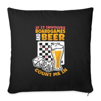 Jeux de société Bière Board Gamer Jeux de société et bière - Housse de coussin décorative 45 x 45 cm - noir - Devant