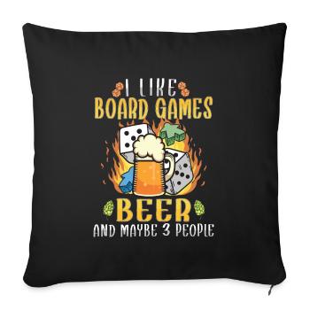 Jeux de société Bière Board Gamer Jeux de société et bière - Housse de coussin décorative 45 x 45 cm - noir - Devant