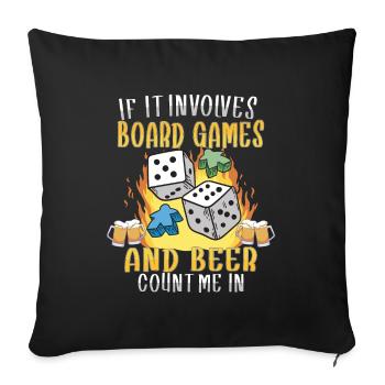 Jeux de société Bière Board Gamer Jeux de société et bière - Housse de coussin décorative 45 x 45 cm - noir - Devant