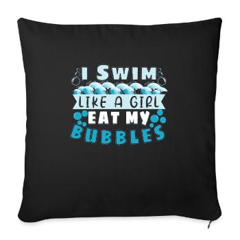 Natation Drôle Natation Nageur Nageur Citations - Housse de coussin décorative 45 x 45 cm - noir - Devant