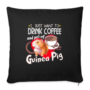 Drôle d’amateur de cochon d’Inde à fourrure Amateur de café aux pommes de terre - Housse de coussin décorative 45 x 45 cm - noir - Devant