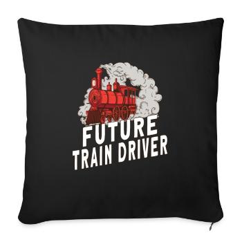Train Railroad Locomotive Model Railway Fans - Sofa pillowcase 17,3'' x 17,3'' (45 x 45 cm) - black - Front