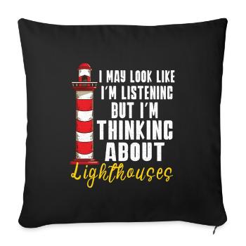 Lighthouse Seaside Nautical I Love Lighthouse - Sofa pillowcase 17,3'' x 17,3'' (45 x 45 cm) - black - Front