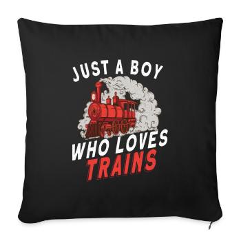 Train Railroad Locomotive Model Railway Fans - Sofa pillowcase 17,3'' x 17,3'' (45 x 45 cm) - black - Front