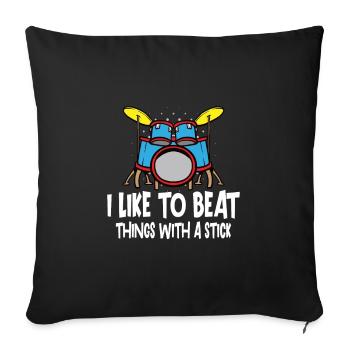 Batteur Batterie Musique Batterie Batterie - Housse de coussin décorative 45 x 45 cm - noir - Devant