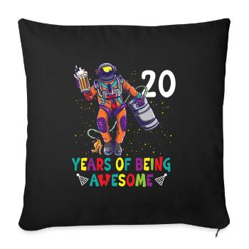 20e anniversaire Astronaute Astronomie Système solaire - Housse de coussin décorative 45 x 45 cm - noir - Devant