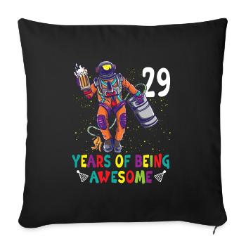 29e anniversaire Astronaute Astronomie Système solaire - Housse de coussin décorative 45 x 45 cm - noir - Devant