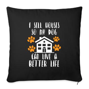 Agent immobilier Agent immobilier Dog Lover Dog Owner - Housse de coussin décorative 45 x 45 cm - noir - Devant