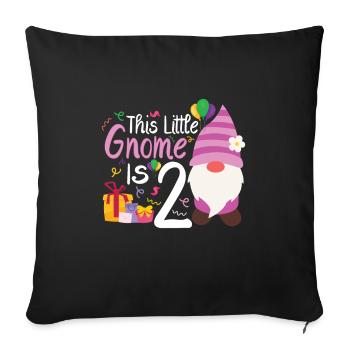 Ce petit gnome est 2 filles d’anniversaire - Housse de coussin décorative 45 x 45 cm - noir - Devant