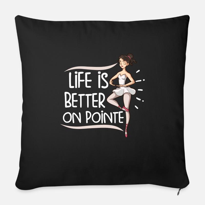 Ballet Ballerine Danse Danse Danse Ballet Cadeau - Housse de coussin décorative 45 x 45 cm - noir