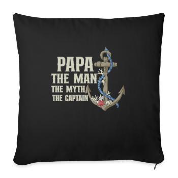 Bateau Papa Capitaine de bateau Ponton Marin Croisière - Housse de coussin décorative 45 x 45 cm - noir - Devant